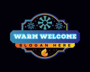 Heating Cooling HVAC Winter logo design