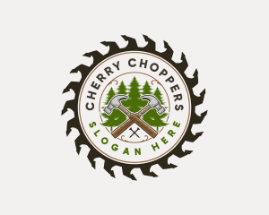 Woodworking Carpentry Sawblade logo design