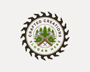 Woodworking Carpentry Sawblade logo design