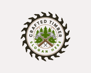 Woodworking Carpentry Sawblade logo design