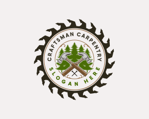 Woodworking Carpentry Sawblade logo design