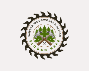 Woodworking Carpentry Sawblade logo design