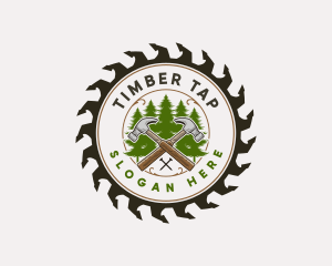 Woodworking Carpentry Sawblade logo design