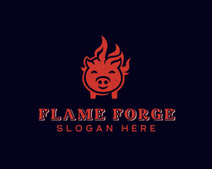 Flame Pork Barbecue logo design