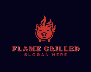 Flame Pork Barbecue logo design