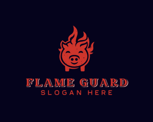 Flame Pork Barbecue logo design