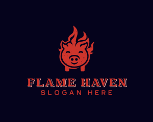 Flame Pork Barbecue logo design