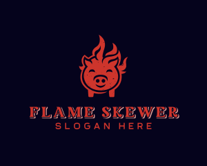 Flame Pork Barbecue logo design