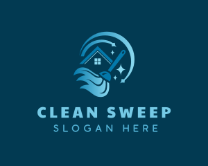 Cleaning House Mop logo design