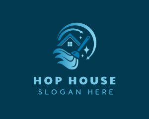 Cleaning House Mop logo design