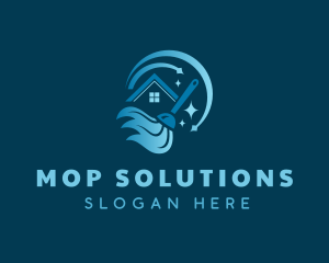 Cleaning House Mop logo design