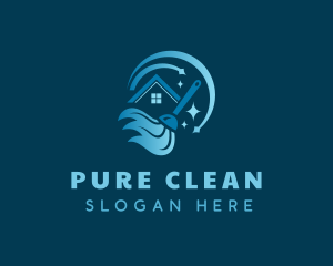 Cleaning House Mop logo design