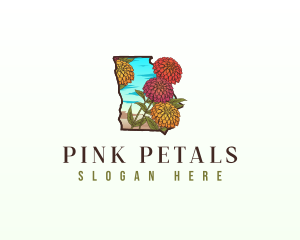 Georgia Zinnias Flower logo design