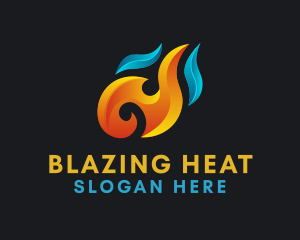 Fire Heating Cooling logo design