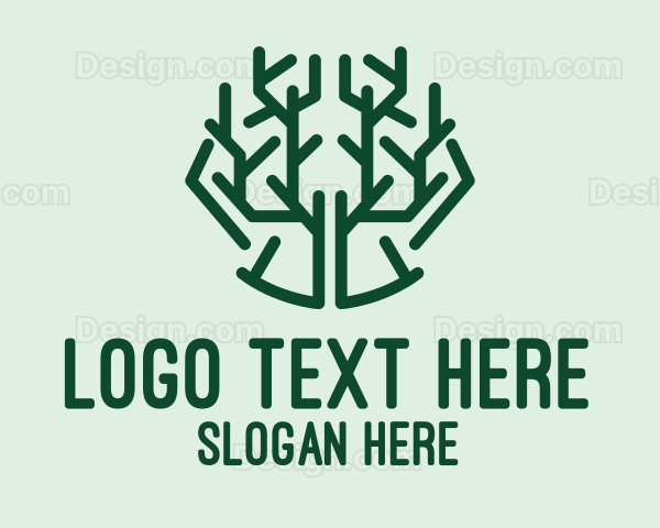 Tree Branch Line Art Logo