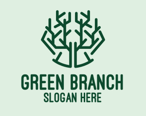 Tree Branch Line Art  logo design