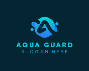 Blue Liquid Letter A logo design