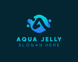 Blue Liquid Letter A logo design