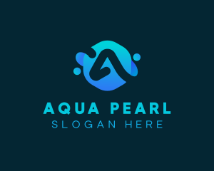 Blue Liquid Letter A logo design