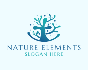 Aquatic Nature Coral Reef logo design