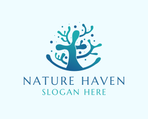 Aquatic Nature Coral Reef logo design