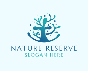 Aquatic Nature Coral Reef logo design