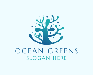 Aquatic Nature Coral Reef logo design