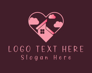 Pink House Roof Heart logo