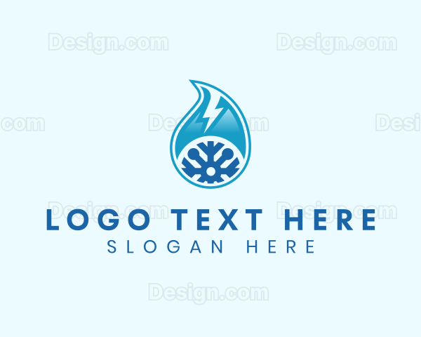 Lightning Droplet Snowflake Logo