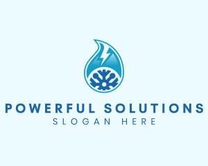 Lightning Droplet Snowflake logo design