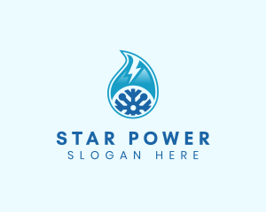 Lightning Droplet Snowflake logo design