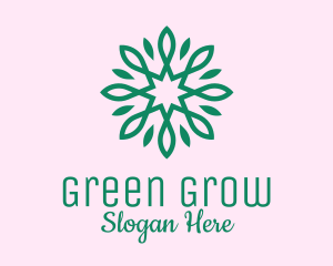 Green Star Flower  logo design