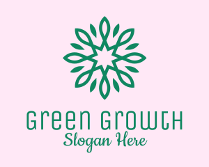 Green Star Flower  logo design