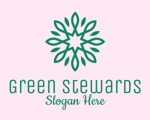 Green Star Flower  logo design