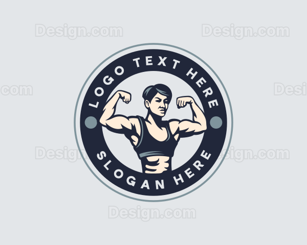 Muscular Woman Fitness Logo