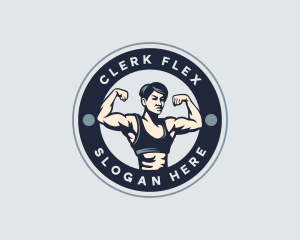 Muscular Woman Fitness logo design