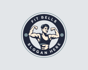 Muscular Woman Fitness logo design