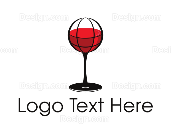 Wine Glass Globe Logo