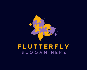 Jigsaw Butterfly Puzzle logo design