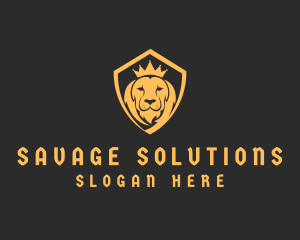 Lion Crown Shield logo design