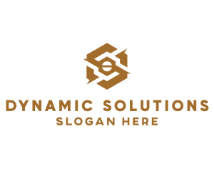 Gold Mechanical Hexagon logo design