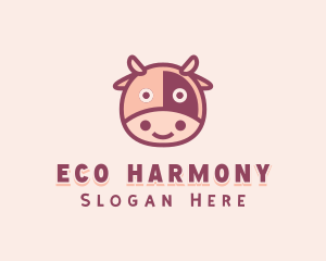 Cute Cow Cattle logo design