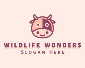 Cute Cow Cattle logo design