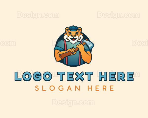 Woodcutting Tiger Axe Logo