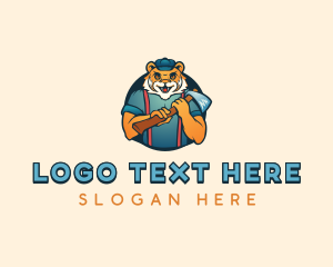 Woodcutting Tiger Axe Logo