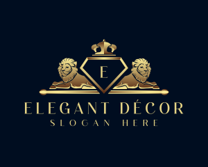 Elegant Crown Lion logo design