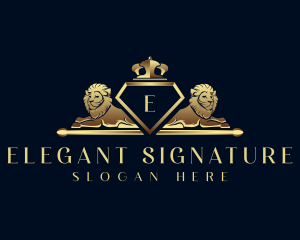 Elegant Crown Lion logo design