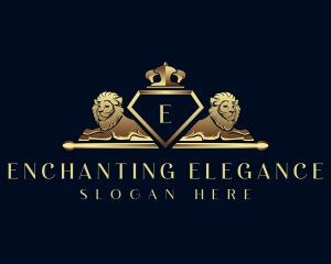 Elegant Crown Lion logo design