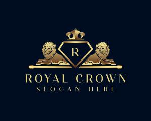 Elegant Crown Lion logo design