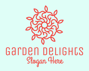 Red Flower Vine logo design